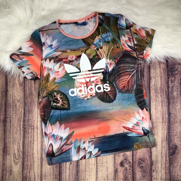 Adidas Tops Womens Floral Sunset Shirt Poshmark